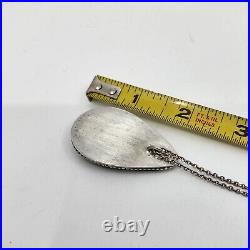 Vintage Native American Navajo Sterling Silver Turquoise Pendant On Chain 24