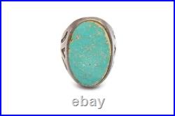 Vintage Native American Navajo Sterling Silver Turquoise Ring Size 10 Mens
