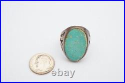 Vintage Native American Navajo Sterling Silver Turquoise Ring Size 10 Mens