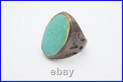 Vintage Native American Navajo Sterling Silver Turquoise Ring Size 10 Mens