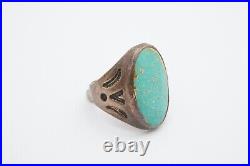 Vintage Native American Navajo Sterling Silver Turquoise Ring Size 10 Mens
