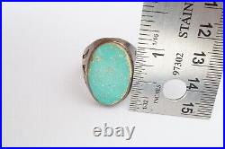 Vintage Native American Navajo Sterling Silver Turquoise Ring Size 10 Mens