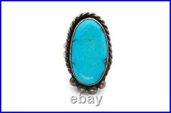 Vintage Native American Navajo Sterling Silver Turquoise Ring Size 8