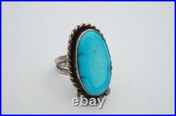 Vintage Native American Navajo Sterling Silver Turquoise Ring Size 8