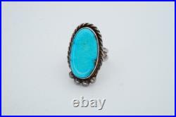 Vintage Native American Navajo Sterling Silver Turquoise Ring Size 8