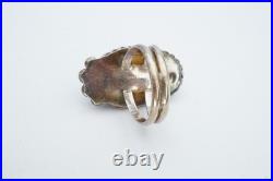 Vintage Native American Navajo Sterling Silver Turquoise Ring Size 8