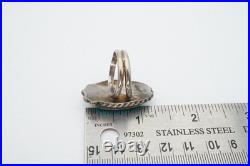 Vintage Native American Navajo Sterling Silver Turquoise Ring Size 8