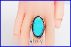 Vintage Native American Navajo Sterling Silver Turquoise Ring Size 8