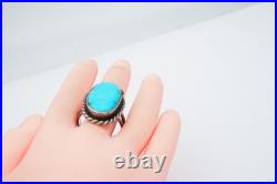 Vintage Native American Navajo Sterling Silver Turquoise Ring Size 8