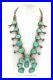 Vintage Native American Navajo Sterling Silver Turquoise Squash Blossom Necklace