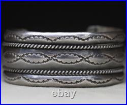 Vintage Native American Navajo Sterling Silver Twisted Rope Cuff Bracelet