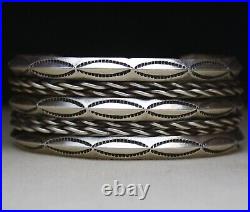 Vintage Native American Navajo Sterling Silver Twisted Rope Cuff Bracelet