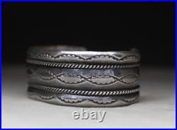 Vintage Native American Navajo Sterling Silver Twisted Rope Cuff Bracelet