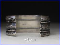 Vintage Native American Navajo Sterling Silver Twisted Rope Cuff Bracelet