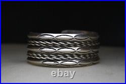 Vintage Native American Navajo Sterling Silver Twisted Rope Cuff Bracelet