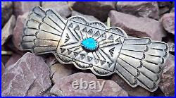 Vintage Native American Navajo Sterling Turquoise Hair Clip Barrette