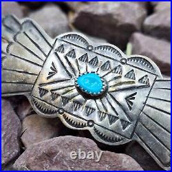 Vintage Native American Navajo Sterling Turquoise Hair Clip Barrette