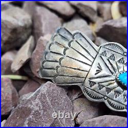 Vintage Native American Navajo Sterling Turquoise Hair Clip Barrette