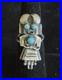 Vintage Native American Navajo Sterling Turquoise Kachina Ring Signed 7.5