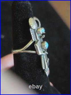 Vintage Native American Navajo Sterling Turquoise Kachina Ring Signed 7.5
