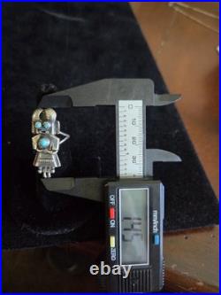 Vintage Native American Navajo Sterling Turquoise Kachina Ring Signed 7.5