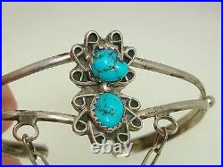 Vintage Native American Navajo Sterling Turquoise Slave Bracelet! Signed Kc