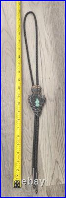 Vintage Native American Navajo Stone Axe Head Arrow W Turquoise Bolo Tie