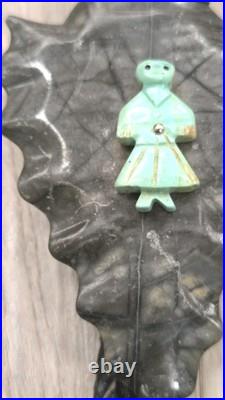Vintage Native American Navajo Stone Axe Head Arrow W Turquoise Bolo Tie
