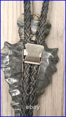 Vintage Native American Navajo Stone Axe Head Arrow W Turquoise Bolo Tie
