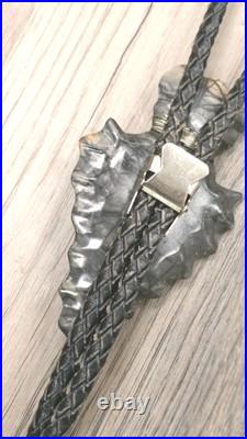 Vintage Native American Navajo Stone Axe Head Arrow W Turquoise Bolo Tie