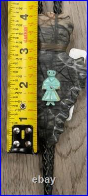 Vintage Native American Navajo Stone Axe Head Arrow W Turquoise Bolo Tie