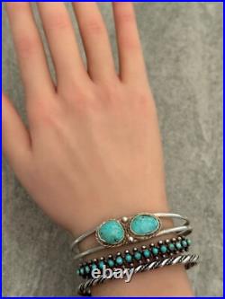 Vintage Native American Navajo TWO Turquoise Sterling silver Bracelet
