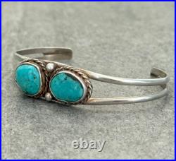 Vintage Native American Navajo TWO Turquoise Sterling silver Bracelet