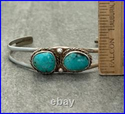Vintage Native American Navajo TWO Turquoise Sterling silver Bracelet