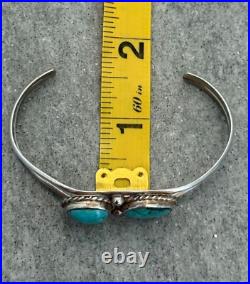 Vintage Native American Navajo TWO Turquoise Sterling silver Bracelet