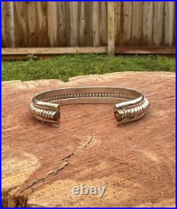 Vintage Native American Navajo Tahe Sterling Silver Cuff Bracelet