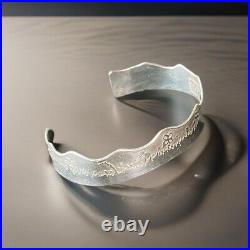 Vintage Native American Navajo Textured Sterling Silver Cuff Bracelet Boho 7