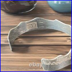 Vintage Native American Navajo Textured Sterling Silver Cuff Bracelet Boho 7