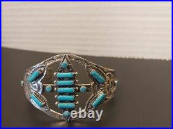 Vintage Native American Navajo Turqoise Sterling Silver Cuff Bracelet