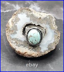 Vintage Native American Navajo Turquoise 925 Sterling Silver Ring Sz 8