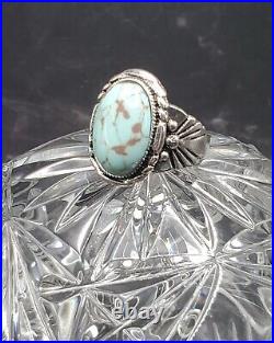 Vintage Native American Navajo Turquoise 925 Sterling Silver Ring Sz 8
