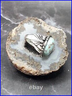 Vintage Native American Navajo Turquoise 925 Sterling Silver Ring Sz 8