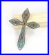 Vintage Native American Navajo Turquoise Coral Sterling Silver Cross Pendant 23g