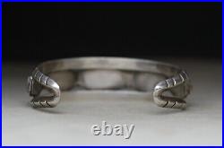 Vintage Native American Navajo Turquoise Coral Sterling Silver Cuff Bracelet