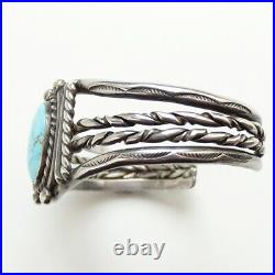 Vintage Native American Navajo Turquoise Cuff Bracelet Sterling Silver Handmade