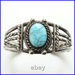 Vintage Native American Navajo Turquoise Cuff Bracelet Sterling Silver Handmade
