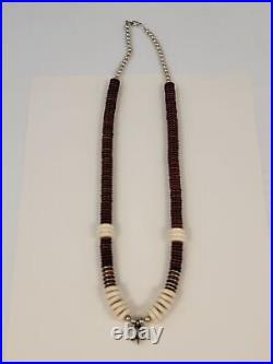 Vintage Native American Navajo Turquoise Heishi Necklace Sterling Lizard Pendant