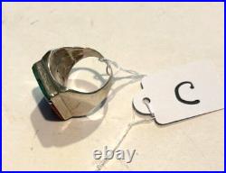 Vintage Native American Navajo Turquoise Inlay Sterling Silver Ring Size 9 (C)