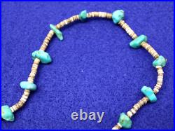 Vintage Native American Navajo Turquoise Nuggets Heishi Beads Shell Necklace 14 Vintage Native American Navajo Turquoise Nuggets Heishi Beads Shell Necklace 14