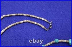 Vintage Native American Navajo Turquoise Nuggets Heishi Beads Shell Necklace 14